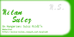 milan sulcz business card